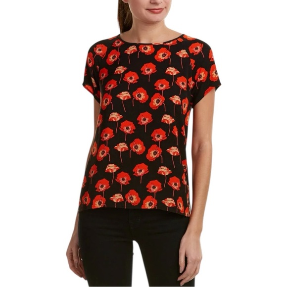 Cabi Tops Cabi Flanders Field Style # 3251 Size Small Poppy Red Floral Print - Picture 1 of 7